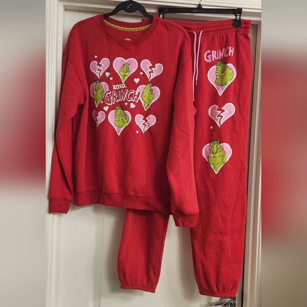 Hybrid Apparel Red Grinch Jogger Set